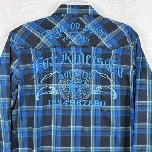 Fox Riders Co Blue and Black Plaid Shirt